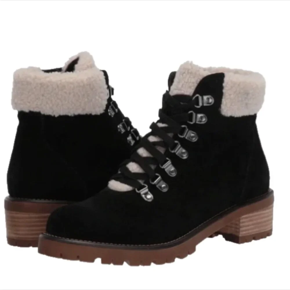 Blondo WATERPROOF Melissa Faux‎ Shearling Cuff Boots 8-1/2M Black #325G
